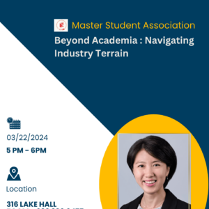 Flyer to promote the MSA Navigating Industry Terrain featuring Professor Xiaolin Shi.