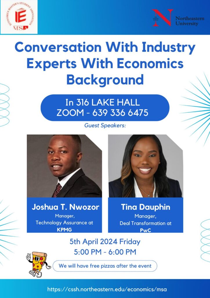 Flyer for MSA event, Conversations with Industrial Experts with Economics Background