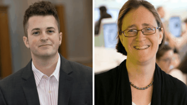 side-by-side headshots of K.J. Rawson and Julia Flanders