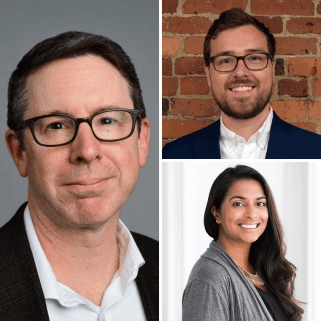 a grid of headshots of Chris Gallagher, Kevin G. Smith, and Kristi Girdharry
