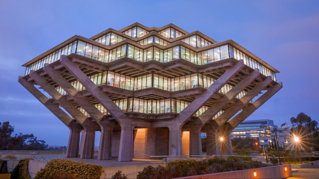 Picture depicts UC San Diego's Geisel Library
