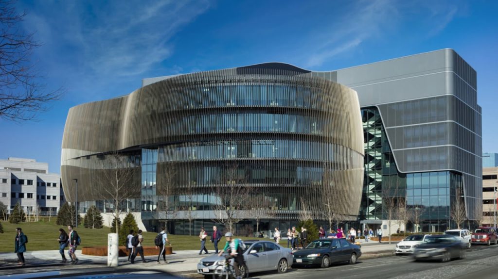 Picture depicts Northeastern University's Interdisciplinary Science and Engineering Complex (ISEC)