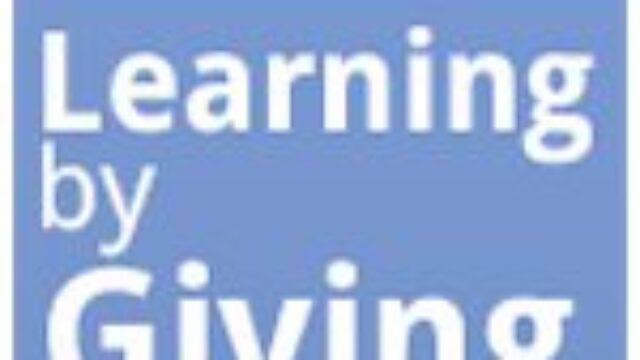 Learning by Giving Foundation.org logo. White text on a light purple background.