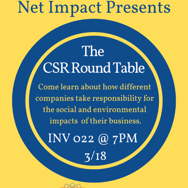 Flyer entitled: Net Impact Presents- The CSR Round Table