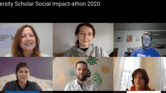 Zoom screenshot of 10 attendees of the Human Services and University Scholar Social Impact-athan 2020.
