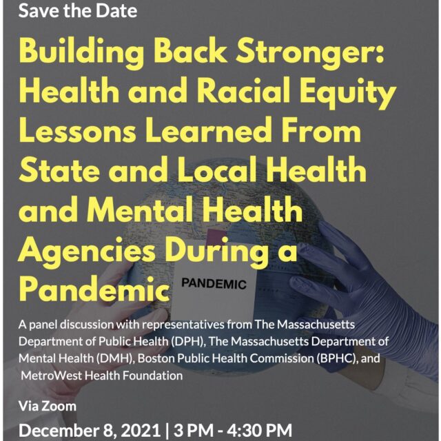 Event flyer for panel. Building Back Stronger