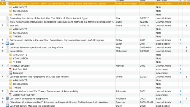 A student's Zotero bibliography, part of the Digital Integration Teaching Initiative's example resources.