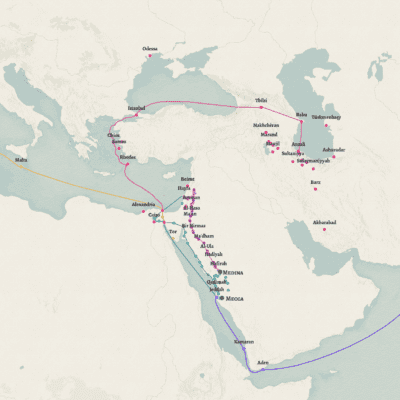 Map of Hajj routes in the late nineteenth and early twentieth centuries