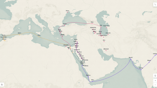Map of Hajj routes in the late nineteenth and early twentieth centuries