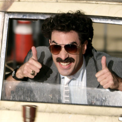 actor Sacha Baron Cohen arrives in character as Borat for the film premiere of 'Borat: Cultural Learnings of America for Make Benefit Glorious Nation of Kazakhstan.