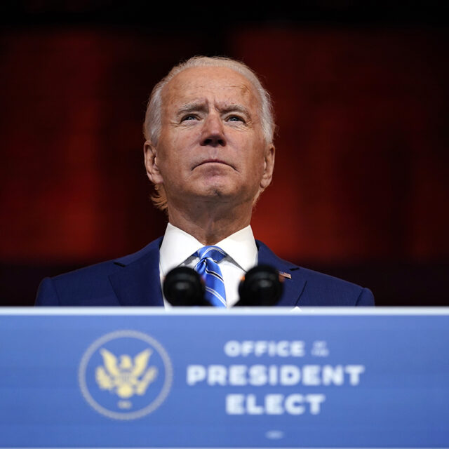 President-elect Joe Biden speaks at The Queen theater, Wednesday, Nov. 25, 2020, in Wilmington, Del.