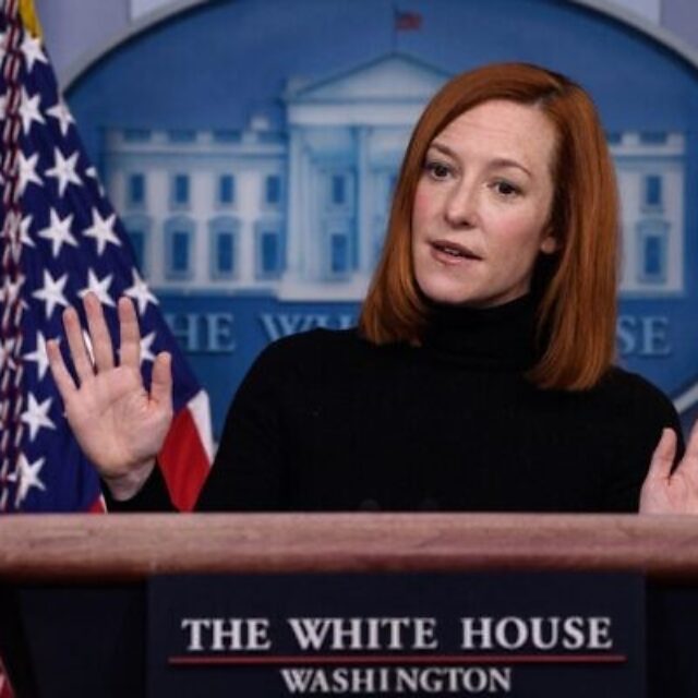 White House Press Secretary Jen Psaki speaks during a news briefing at the James Brady Press Briefing Room of the White House February 16, 2021 in Washington, DC.