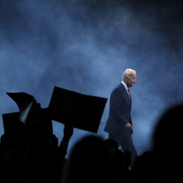 Democratic presidential candidate former Vice President Joe Biden walks on stage to speak at the Iowa Democratic Party's Liberty and Justice Celebration, Friday, Nov. 1, 2019, in Des Moines, Iowa.