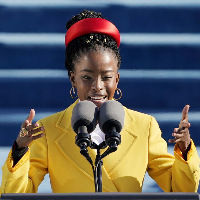 American poet Amanda Gorman reads a poem during the 59th Presidential Inauguration at the U.S. Capitol in Washington, Wednesday, Jan. 20, 2021.