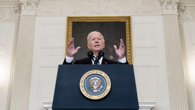 President Joe Biden speaks in the State Dining Room at the White House, Thursday, Sept. 9, 2021, in Washington.