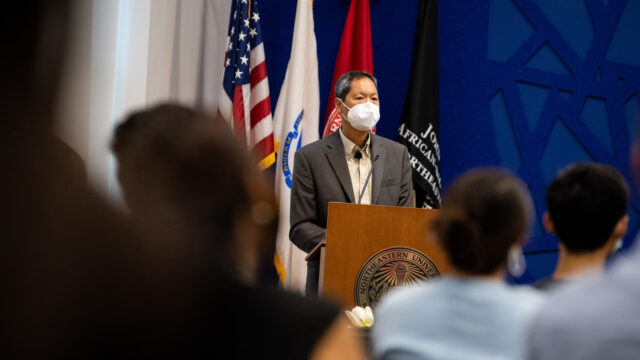 Russell Jeung, San Francisco State University; Founder, Stop AAPI Hate, speaks during the Asian America and the World Lecture held in The Cabral Center: John D. O'Bryant African-American Institute at Northeastern University on Sept. 27, 2021.