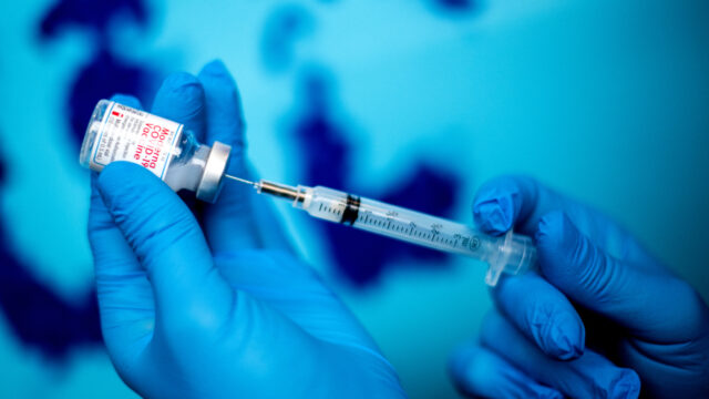 The first round of Moderna COVID-19 vaccinations are administered to frontline employees at Northeastern’s Cabot Testing Center on Jan. 06, 2021.
