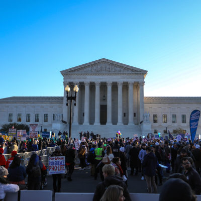 Abortion rights advocates demonstrate in front of the Supreme Court of the United States Supreme Court of the United States in Washington, DC, United States on December 01, 2021.