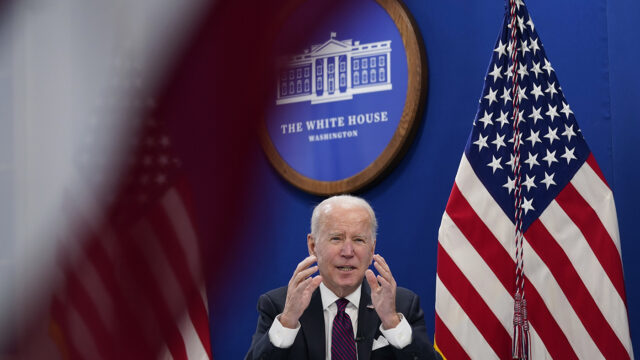 President Joe Biden speaks during a meeting with the President's Council of Advisors on Science and Technology at the Eisenhower Executive Office Building on the White House Campus, Thursday, Jan. 20, 2022.