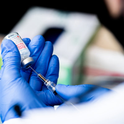 01/19/21 - BOSTON, MA - Northeastern community members receive a first dose of the Moderna COVID-19 vaccine at the Cabot Testing Center on Jan. 19, 2021.