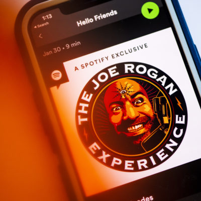 Stock photo of Joe Rogan’s podcast on Spotify on Monday, Jan. 31, 2022.