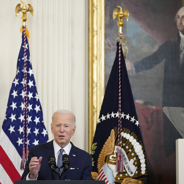 President Joe Biden speaks at an event to celebrate Black History Month in the East Room of the White House, Monday, Feb. 28, 2022, in Washington.