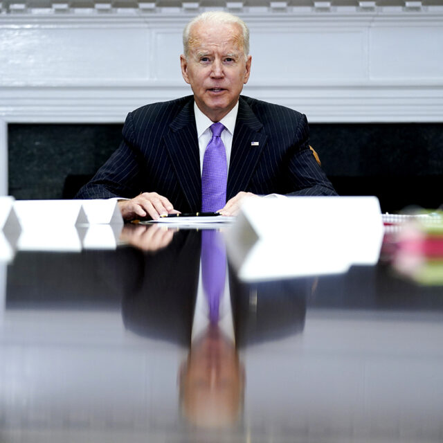 President Joe Biden speaks during a meeting with FEMA Administrator Deanne Criswell and Homeland Security Adviser and Deputy National Security Adviser Elizabeth Sherwood-Randall, in the Roosevelt Room of the White House, Tuesday, June 22, 2021, in Washington.
