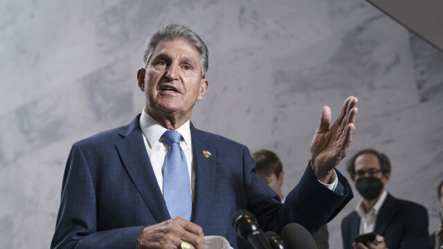 Sen. Joe Manchin, D-W.Va., speaks to reporters about the agreement he reached with Senate Majority Leader Chuck Schumer, D-N.Y., following months of negotiations on health care, energy, climate issues, and tax initiatives, at the Capitol in Washington, Monday, Aug. 1, 2021. Manchin returned to the Senate after a week away to recover from COVID-19.