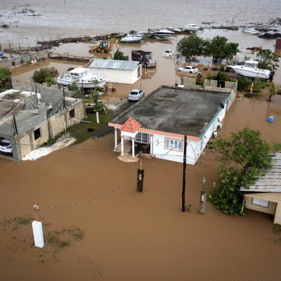 Homes are flooded on Salinas Beach after the passing of Hurricane Fiona in Salinas, Puerto Rico, Monday, Sept. 19, 2022.