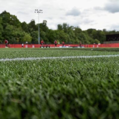Artificial turf is seen during a training session at Richcraft Recreation Center on June 1, 2015 in Ottawa, Canada. The synthetic grass has become a topic of debate amid concerns about PFAS exposure.