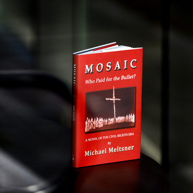 11/08/22 - BOSTON, MA. - Northeastern professor Michael Meltsner’s most recent book, “Mosaic: Who paid for the Bullet?” on Nov. 8, 2022. Photo