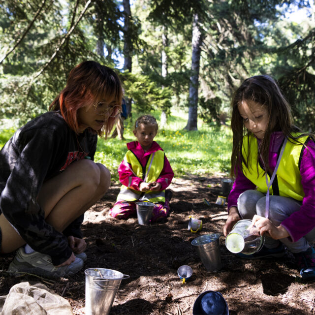 Northeastern students visit the Boston Outdoor Preschool in the Arnold Arboretum during the Science of play class on Thursday, May 19, 2023.