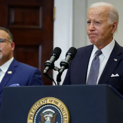 Biden at a press meeting.