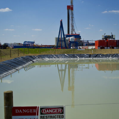 A horizontal gas drilling rig in the Marcellus Shale outside Waynesburg, Pennsylvania.