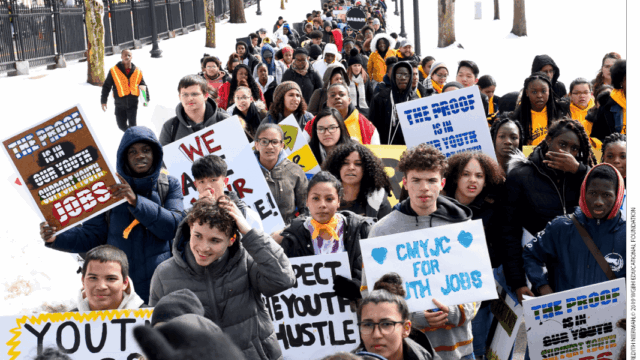Youth protestors during a 2019 rally.