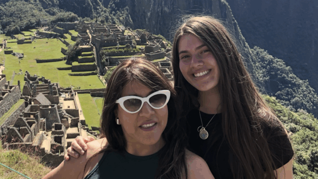 Gianna Morano posing with Professor Yanet Canavan at Machu Picchu.