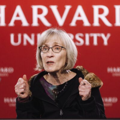 Harvard economist Claudia Goldin at a press conference Monday after she won the Nobel.
