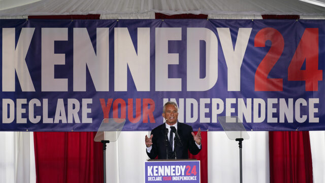 Presidential candidate Robert F. Kennedy, Jr. speaks during a campaign event at Independence Mall, Monday, Oct. 9, 2023.