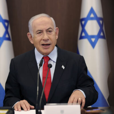 Israeli Prime Minister Benjamin Netanyahu attends the weekly cabinet meeting at the prime minister’s office in Jerusalem.