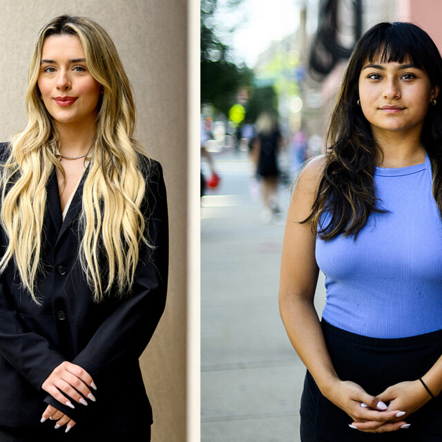 Headshots of Samantha Hamburg (left), a third year criminal justice student, and Sandy Alcantara (right), a third year criminal justice and business administration student.