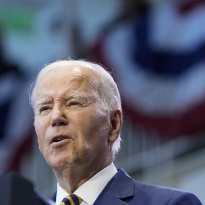 President Joe Biden speaking at a press conference.