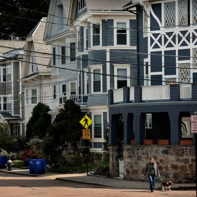 Homes line Davis Avenue in Brookline, where racial covenants in 1843 once prohibited property sales to 