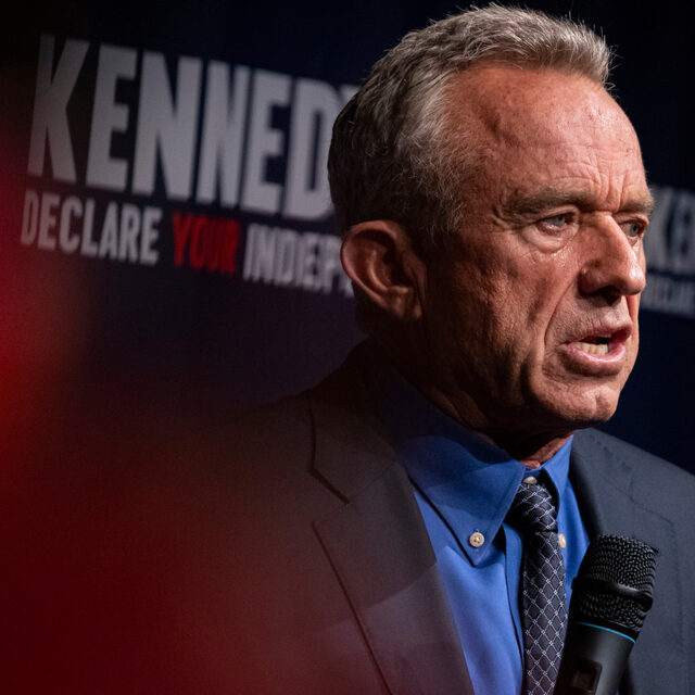 Independent presidential candidate Robert F. Kennedy Jr. speaks during a campaign event 