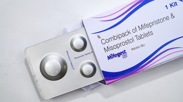 A box of Mifepristone Pills.
