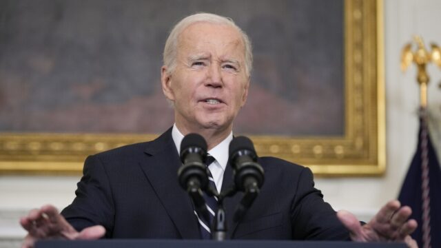 President Biden speaking at a press conference.