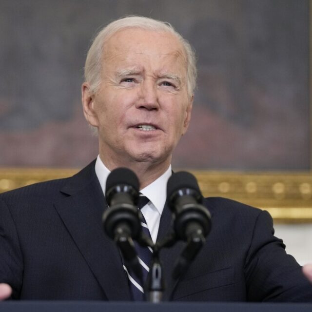 President Biden speaking at a press conference.