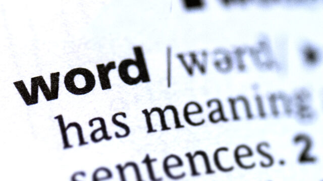 The definition of word presented in a Dictionary.