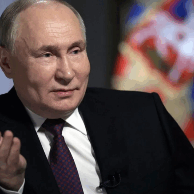 Russian President Vladimir Putin is interviewed by Rossiya Segodnya International Media Group Director General Dmitry Kiselev, back to a camera, in Moscow, Russia, Tuesday, March 12, 2024. (Gavriil Grigorov, Sputnik, Kremlin Pool Photo via AP)