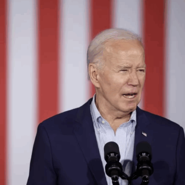 Image of President Joe Biden speaking at Stupak Community Center in Las Vegas on March 19. Biden leads former President Donald Trump in the polls, according to The Economist's average of polls.