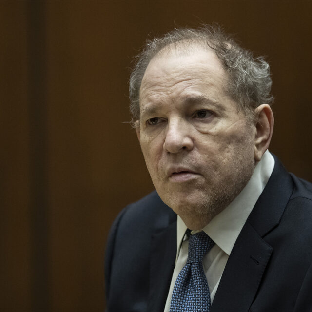 image of convict harvey weinstein in courtroom